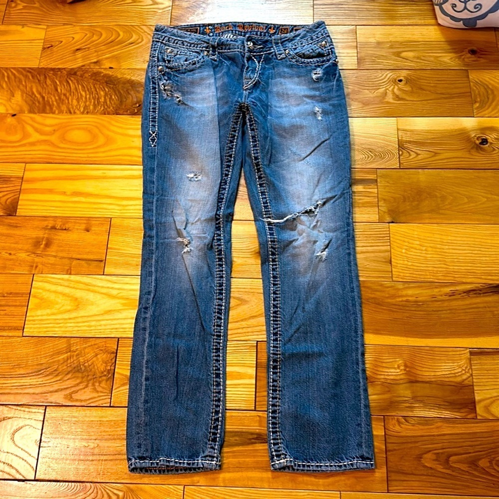 Rock Revival “Amy” Distressed Ankle Jeans, Sz 29